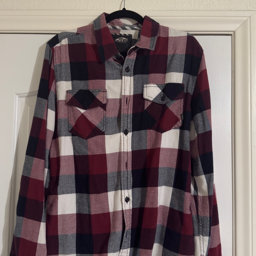 Vans Red and Black Plaid Casual Button Down Shirt